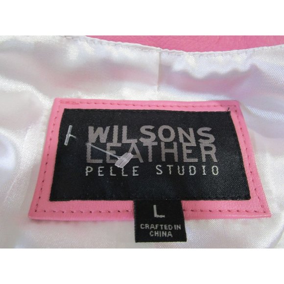 Pink Leather Two Button Lapel Flower Accent Jacket Bl;azer Wilson Ladies Large E - Picture 7 of 16